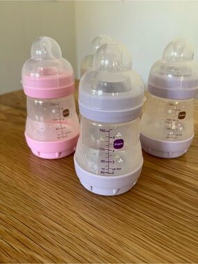 MAM Easy Start Anti-Colic 5 oz Baby Bottles 4-Pack Purple Pink BPA Free